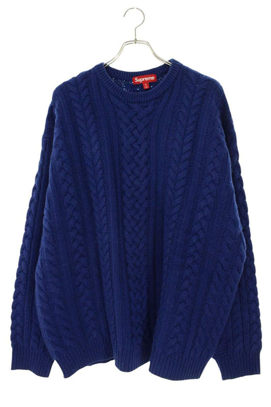 Supreme 23AW Applique Cable Knit Sweater Blue Size XL