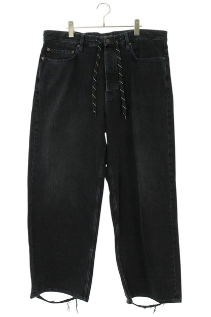 BALENCIAGA Distressed Baggy Denim Pants Black Size 28