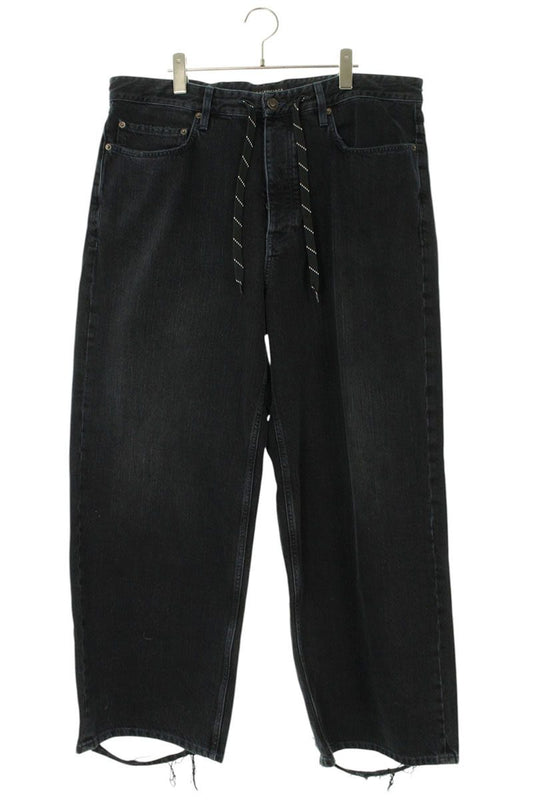 BALENCIAGA Distressed Baggy Denim Pants Black Size 28