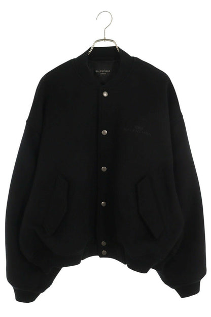 Balenciaga Logo Embroidered Wool Blouson Black Size XXS