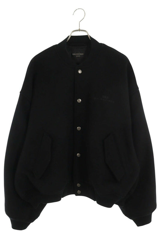 Balenciaga Logo Embroidered Wool Blouson Black Size XXS