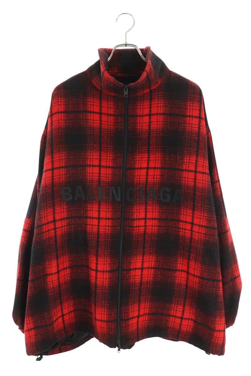 Balenciaga Logo Embroidered Zip Up Blouson Red x Black Size S
