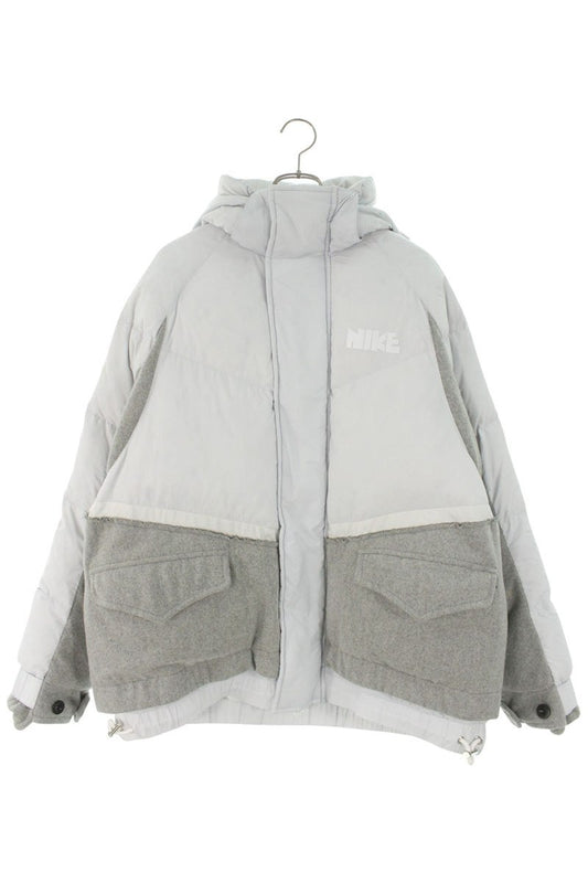 Nike x Sacai 20AW Wool Hooded Down Jacket Gray Size M