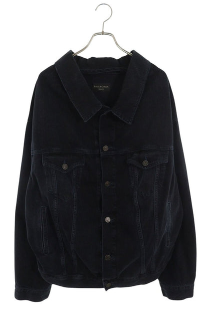 BALENCIAGA Distressed Denim Off-Shoulder Jacket Size M