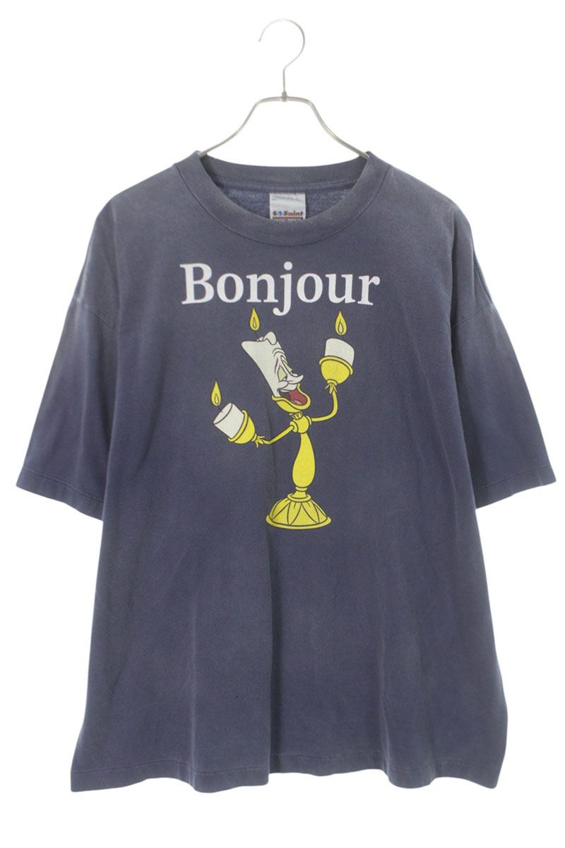 Saint Michael 25SS Vintage Print T-Shirt Blue Size XL