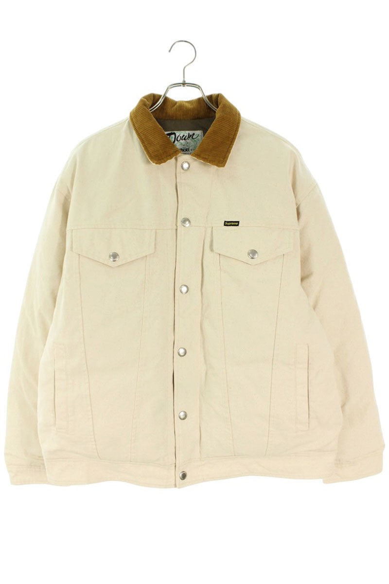 Supreme x Schott 22AW Canvas Down Truker Jacket Beige Size L