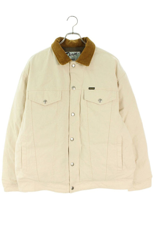 Supreme x Schott 22AW Canvas Down Truker Jacket Beige Size L