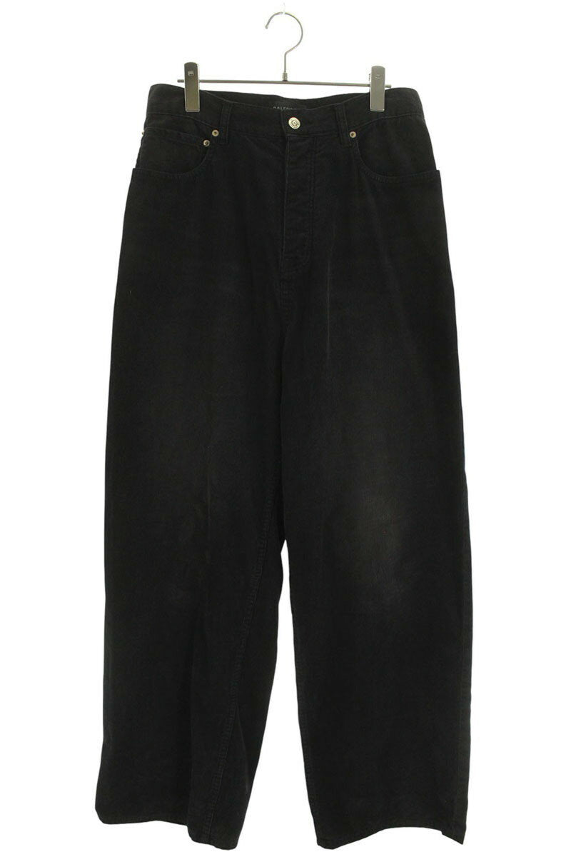 BALENCIAGA Corduroy Wide Long Pants Black Size 28