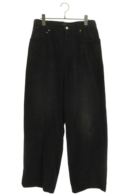 BALENCIAGA Corduroy Wide Long Pants Black Size 28