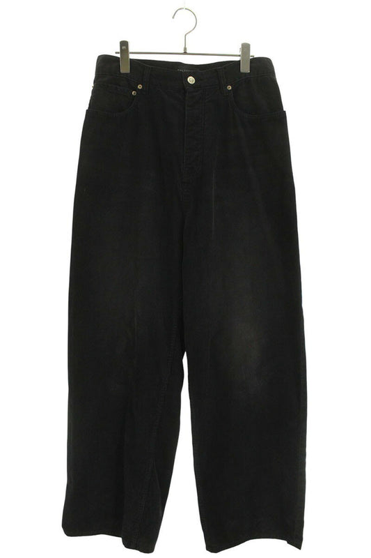 BALENCIAGA Corduroy Wide Long Pants Black Size 28
