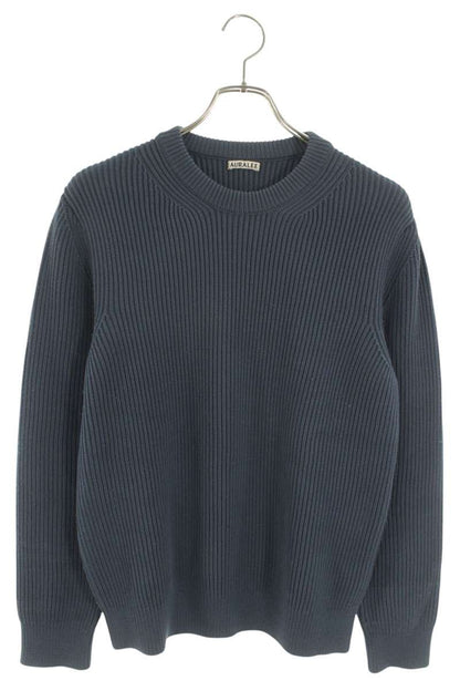 Auralee Wool Crewneck Knit Sweater Blue Size XL
