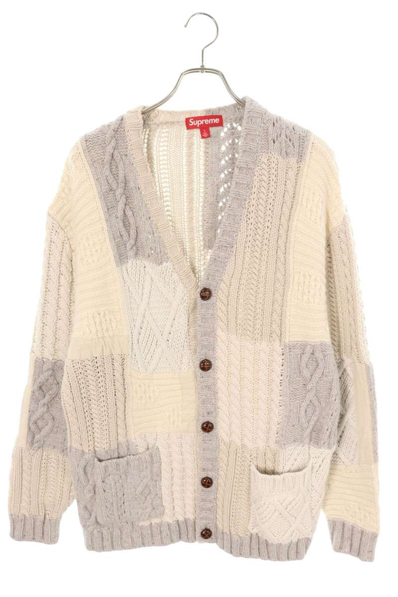 Supreme 23AW Patchwork Cable Knit Cardigan White Size L