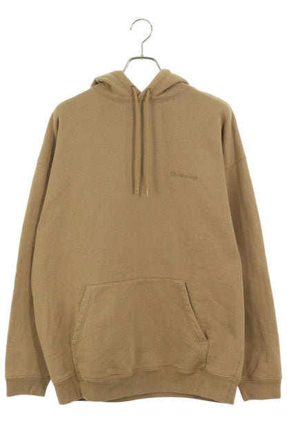 Balenciaga Logo Embroidered Pullover Hoodie Brown Size M