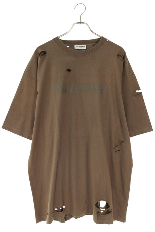 Balenciaga Logo Print T-Shirt Brown Size S