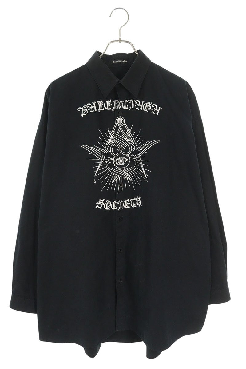 Balenciaga Free Your Mind Oversized Long Sleeve Shirt Black Size XS