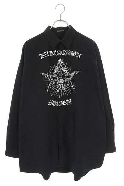 Balenciaga Free Your Mind Oversized Long Sleeve Shirt Black Size XS