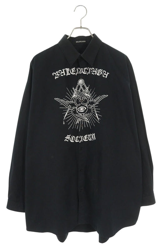 Balenciaga Free Your Mind Oversized Long Sleeve Shirt Black Size XS