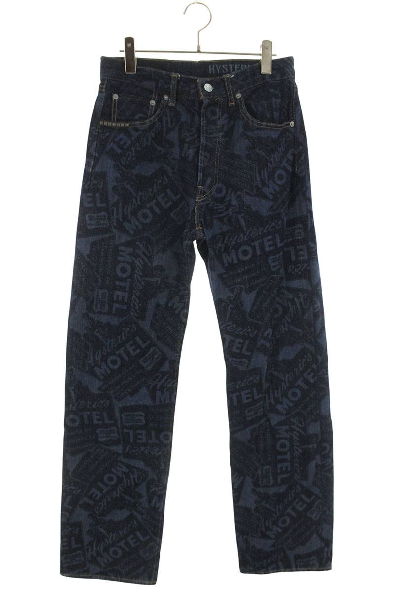Hysteric Glamour All-Over Print Denim Pants Blue Size 28