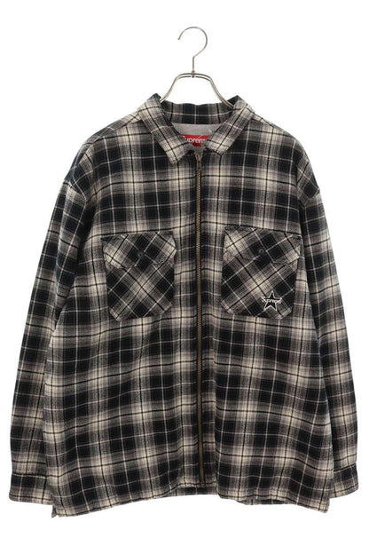 Supreme 25AW Thermal Lined Zip Up Flannel Shirt Black x White Size L