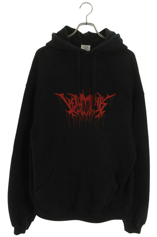 Vetements 17AW Logo Print Pullover Hoodie Black Size XS