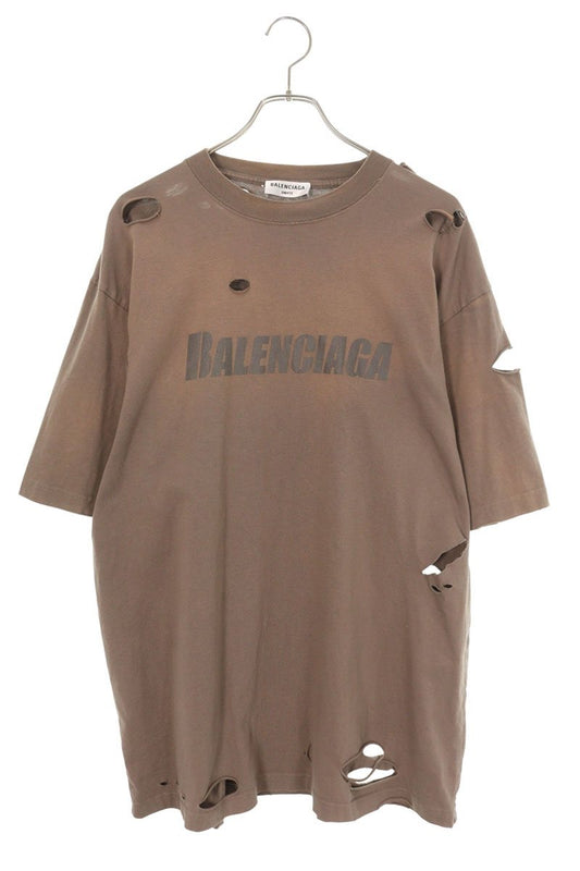 Balenciaga Logo Print T-Shirt Brown Size XXS