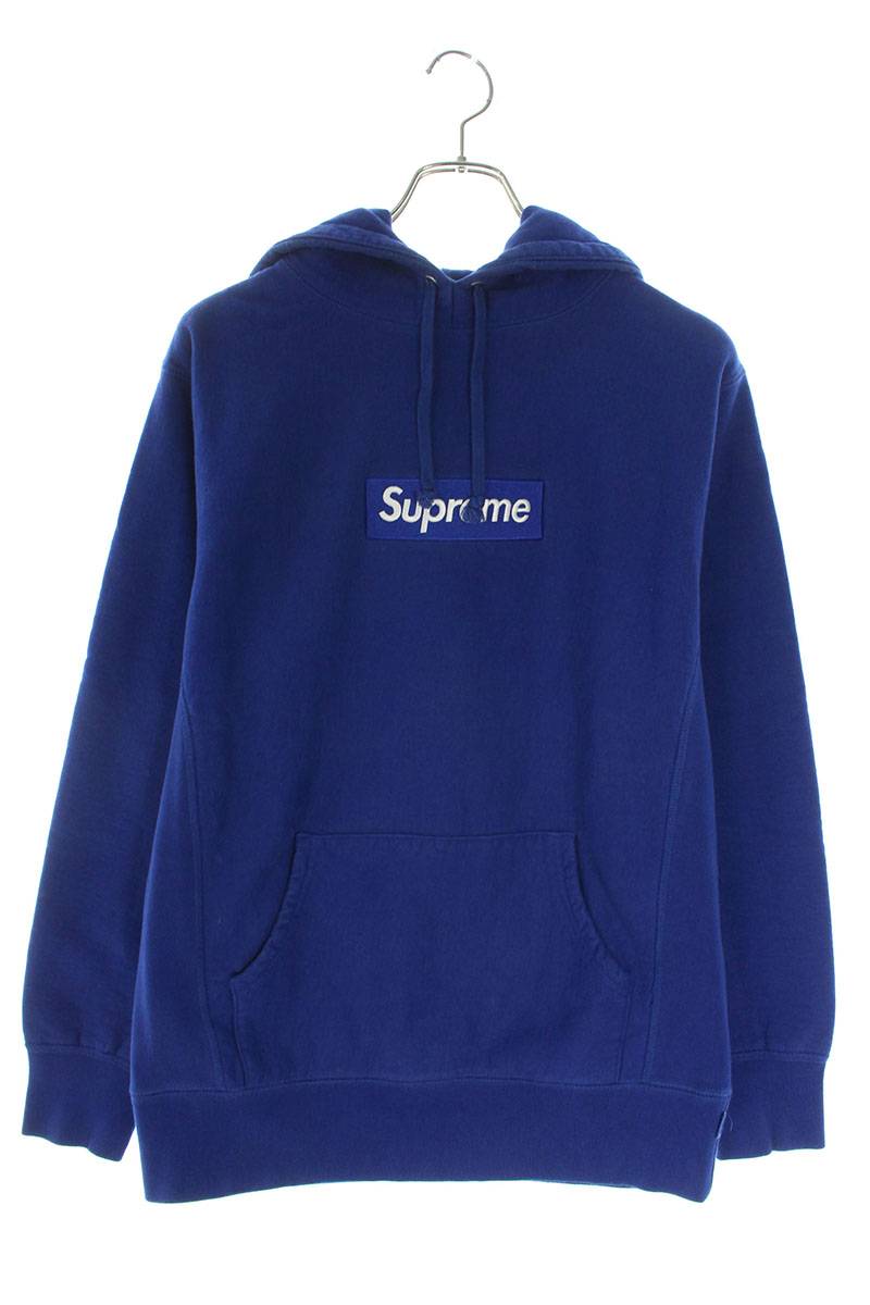 Supreme 08AW Box Logo Pullover Royal Logo Pullover Hoodie Blue Size M