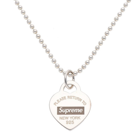 Supreme x AW Heart Tag Pendant 21AW Necklace Silver (Silver 16.98g)