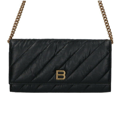 Balenciaga Logo Leather Chain Shoulder Bag Black x Gold