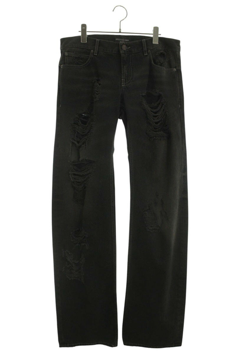 BALENCIAGA Distressed Low-Waist Jeans Black Size 32