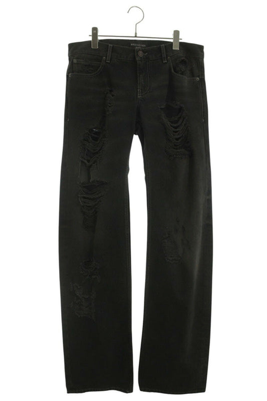 BALENCIAGA Distressed Low-Waist Jeans Black Size 32