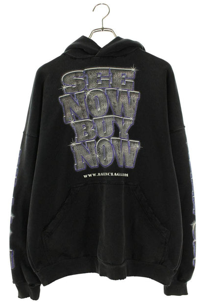 Balenciaga Logo Print Hoodie Black Size 1