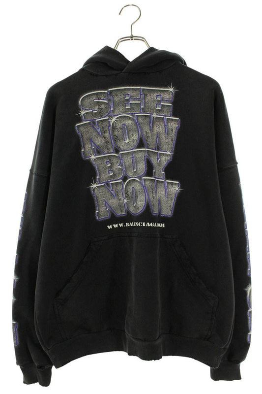 Balenciaga Logo Print Hoodie Black Size 1