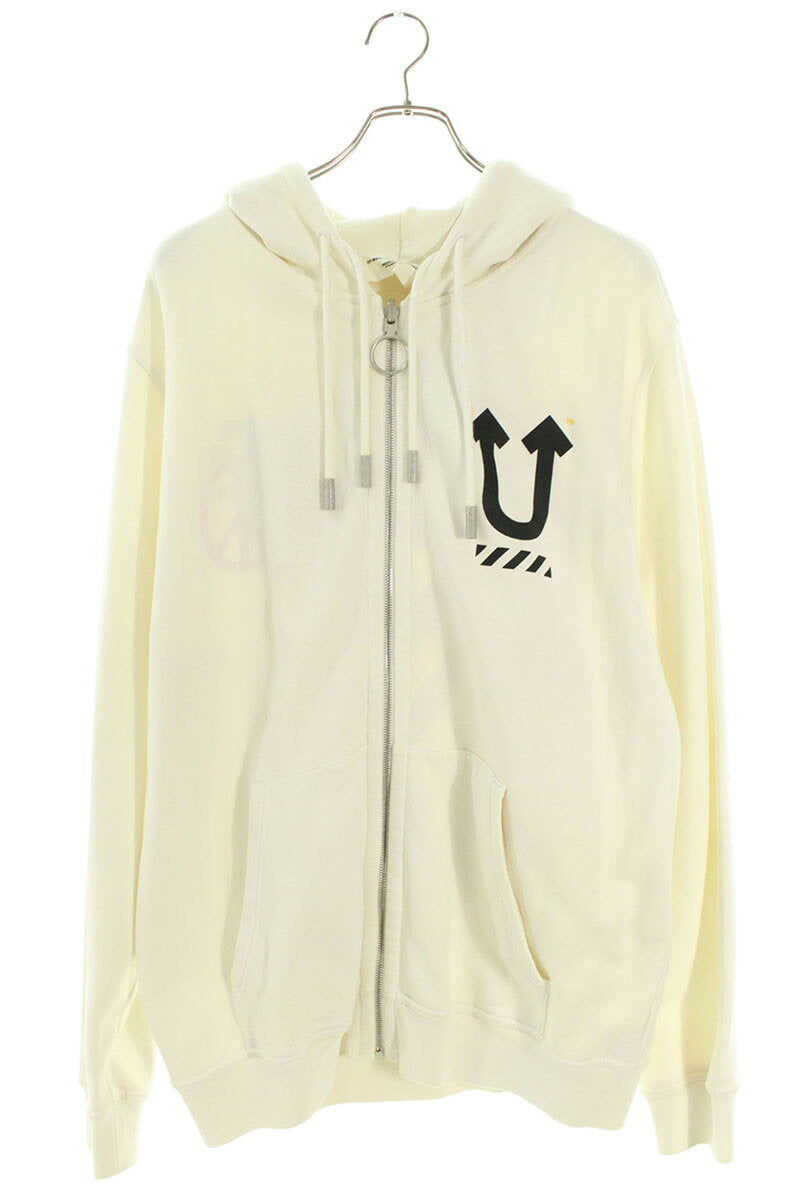Undercover x Off White Print Zip Up Hoodie White Size L