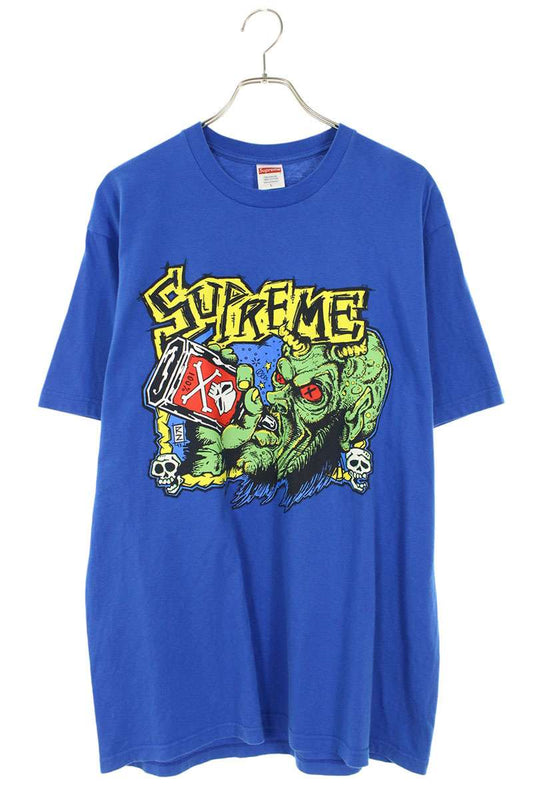 Supreme Front Print T-Shirt Blue Size L