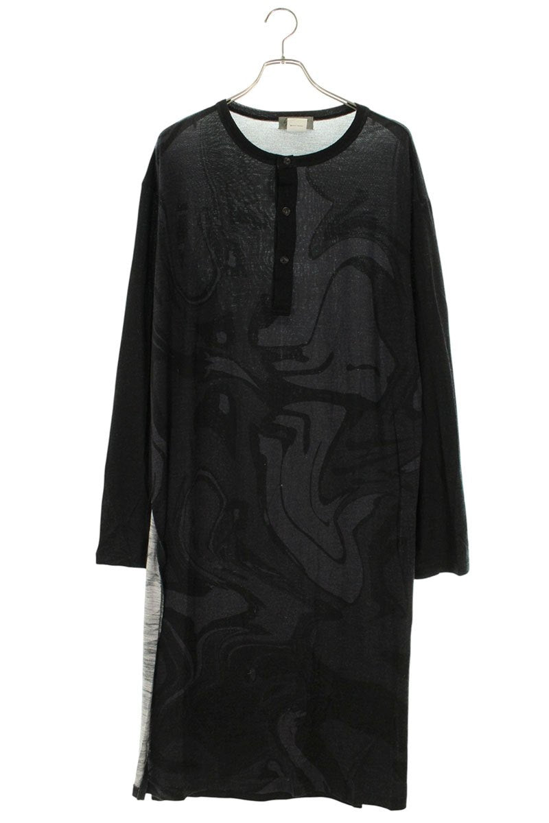 Vintage Yohji Yamamoto Tops - Yohji Yamamoto All Over Pattern Henley Neck L/S Cut And Sew Black XL - Authentic Archive