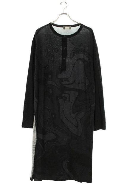 Vintage Yohji Yamamoto Tops - Yohji Yamamoto All Over Pattern Henley Neck L/S Cut And Sew Black XL - Authentic Archive