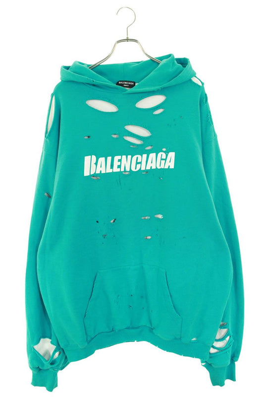 Balenciaga Logo Fleece Hoodie Green Size S