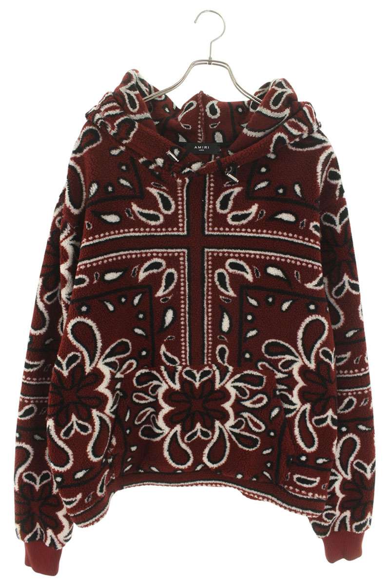 Amiri All-Over Print Fleece Pullover Hoodie Red Size L
