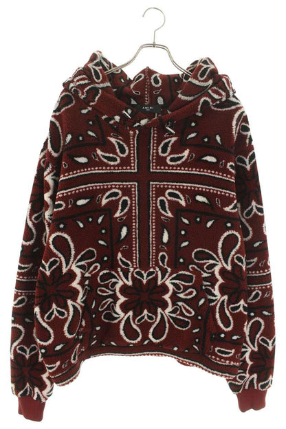 Amiri All-Over Print Fleece Pullover Hoodie Red Size L