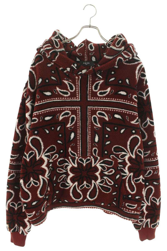 Amiri All-Over Print Fleece Pullover Hoodie Red Size L