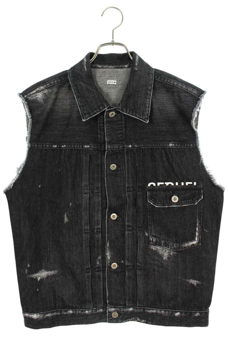 SEQUEL 24SS Distressed Denim Vest Black Size M