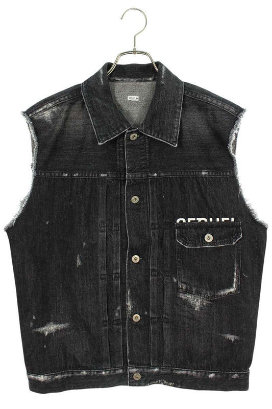 SEQUEL 24SS Distressed Denim Vest Black Size M