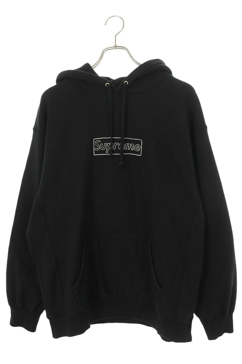 Supreme x Kaws 21SS KAWS Chalk Logo Hooded Sweatshirt Black Size L