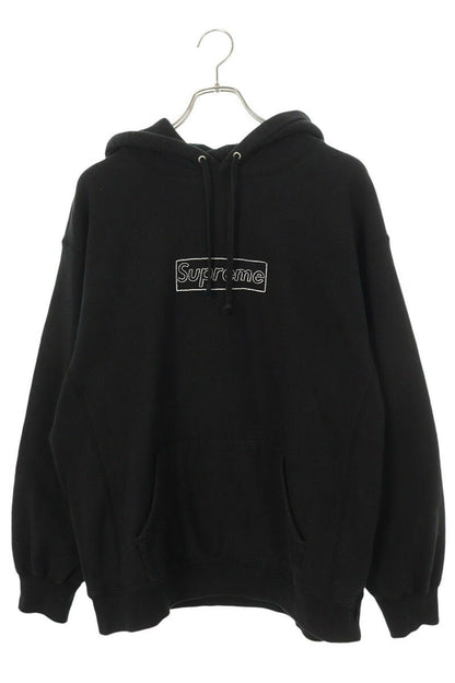 Supreme x Kaws 21SS KAWS Chalk Logo Hooded Sweatshirt Black Size L