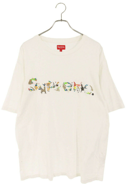 Supreme Animal Kingdom S S Top Logo Embroidered T-Shirt White Size L