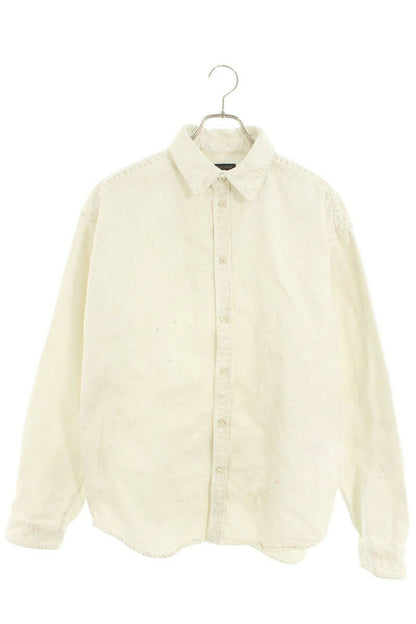 Balenciaga Distressed BB Logo Embroidered Oversized Long Sleeve Shirt Size XS