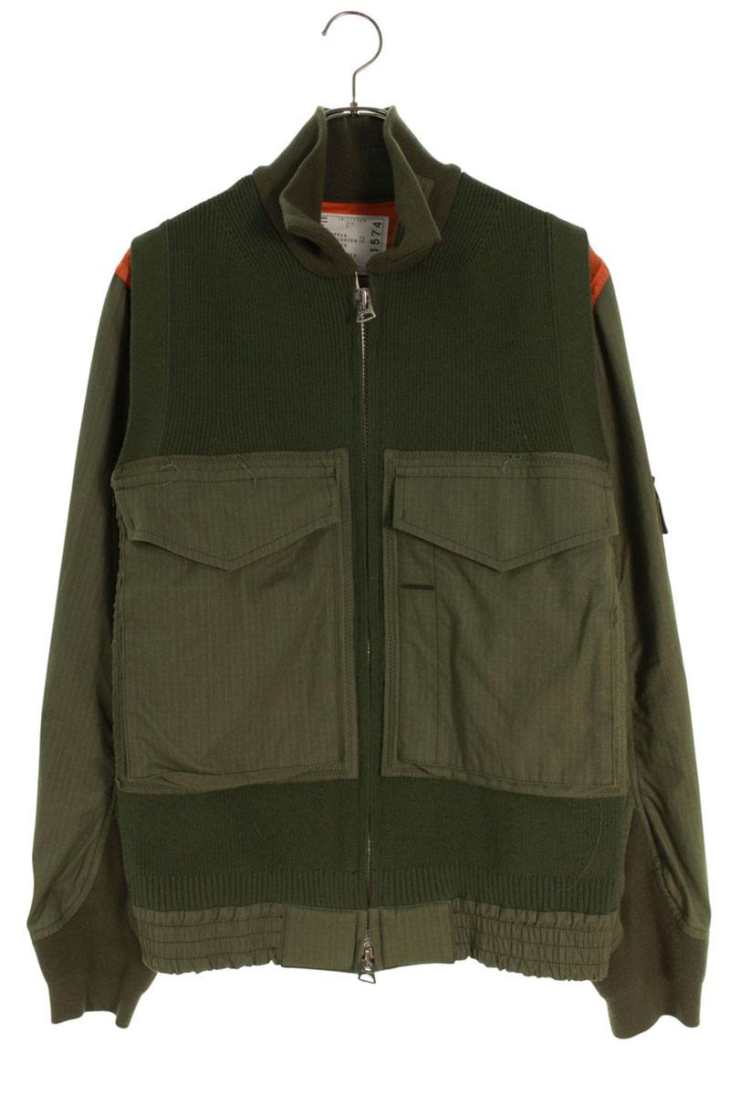 Sacai Sport Knit Jacket Zip Up Blouson Green Size 2
