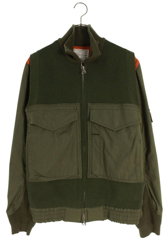 Sacai Sport Knit Jacket Zip Up Blouson Green Size 2
