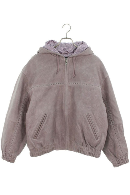 Supreme Studded Hooded Leather Jacket Blouson Pink Size M