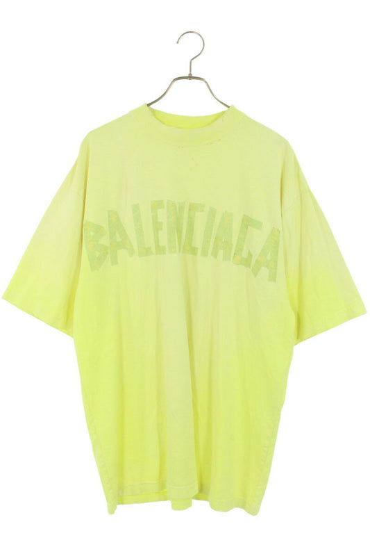 Balenciaga 23SS Logo Distressed T-Shirt Yellow Size XS